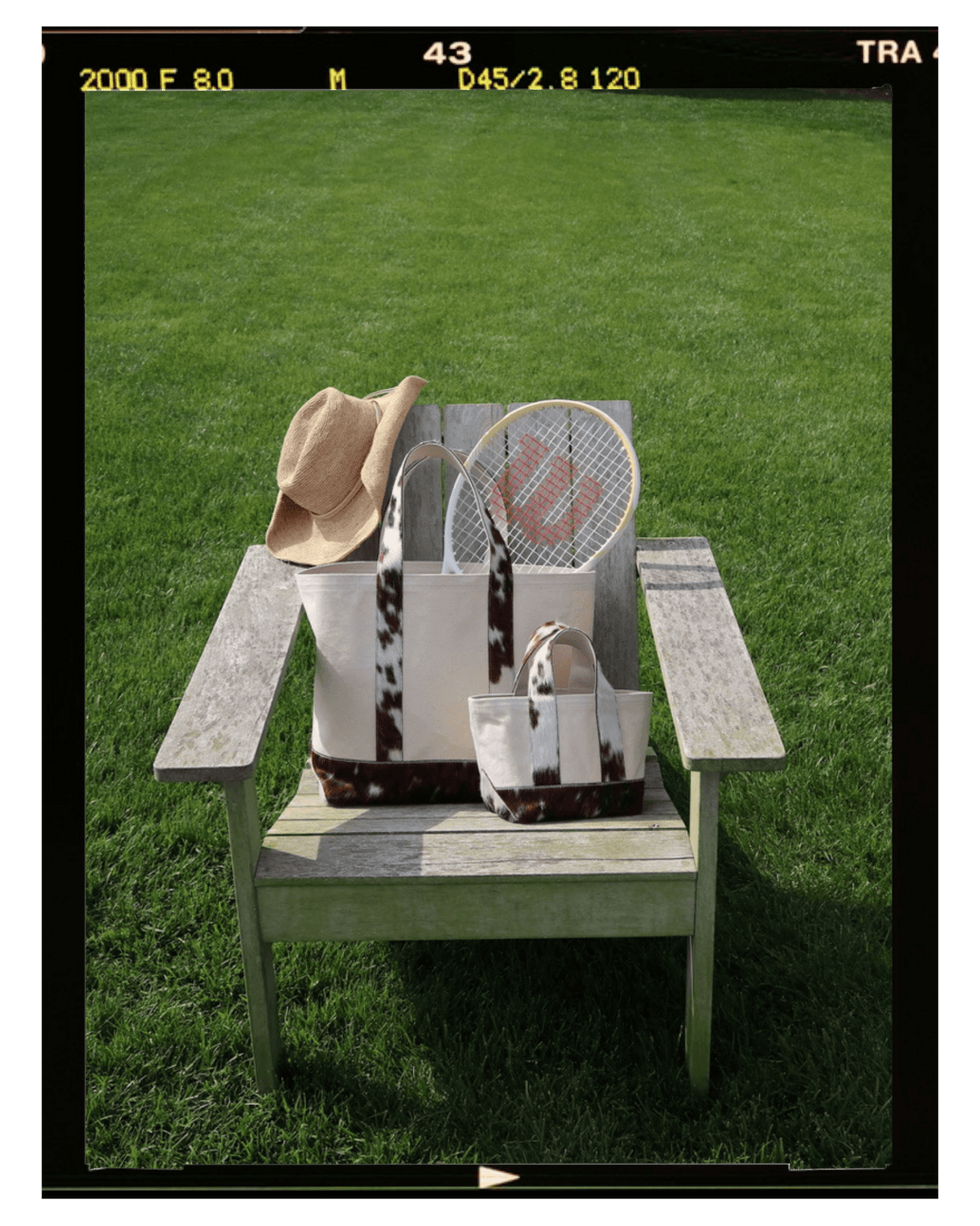 telluride cowhide totes on a adirondack chart western and tennis aesthetic