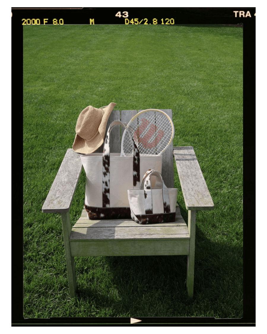 telluride cowhide totes on a adirondack chart western and tennis aesthetic